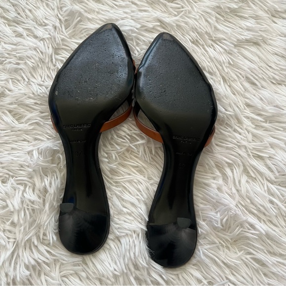 Saint Laurent Black and Brown Carla 60 Leather Mule - Picture 3 of 7